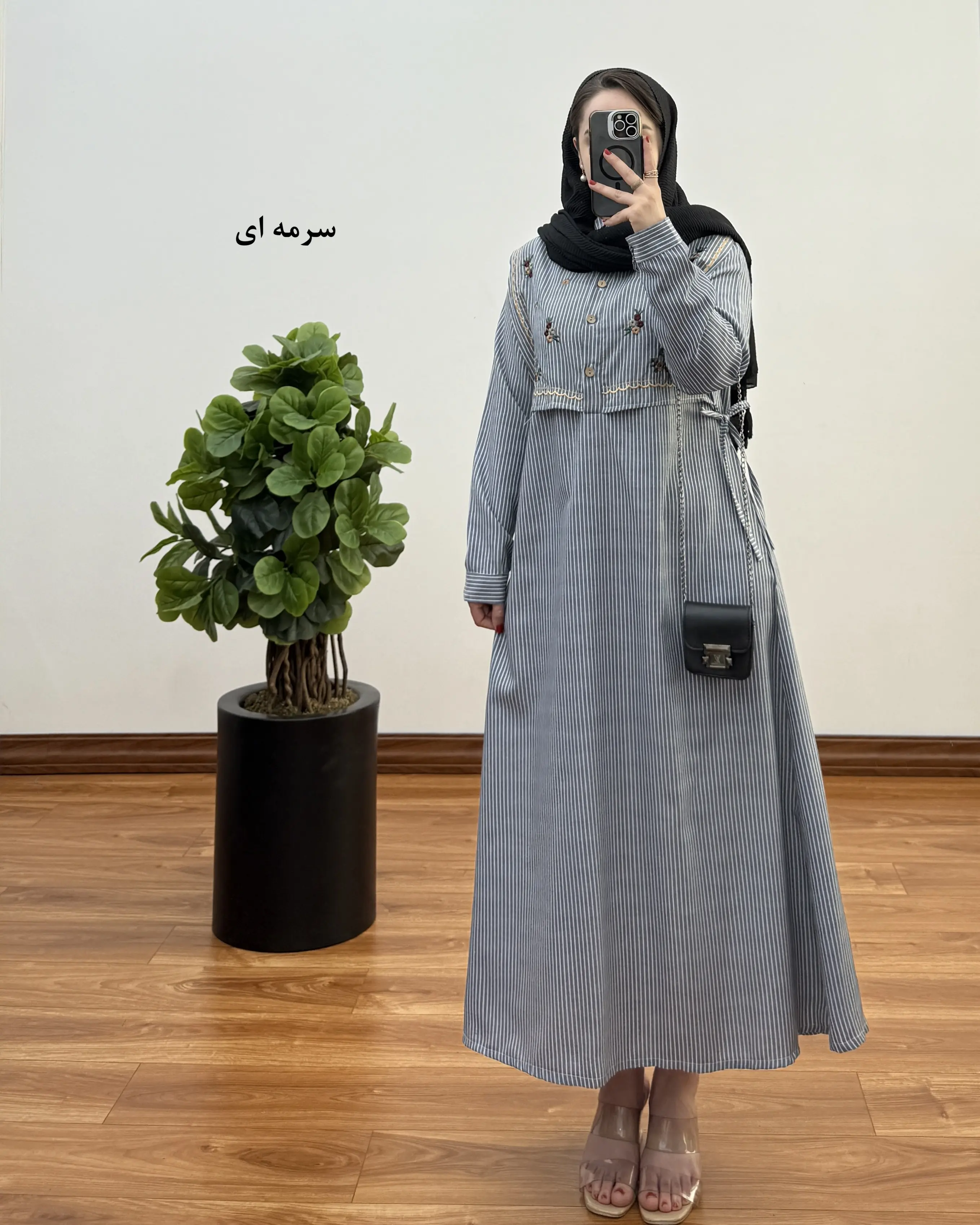 پیراهن مانتویی دیپلمات نخی مدل نیلی